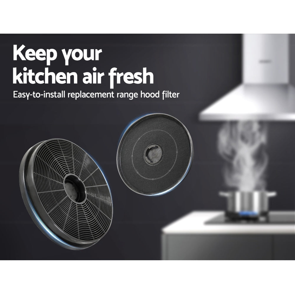 Devanti 17cm Range Hood Carbon Charcoal Filters Replacement Black X2