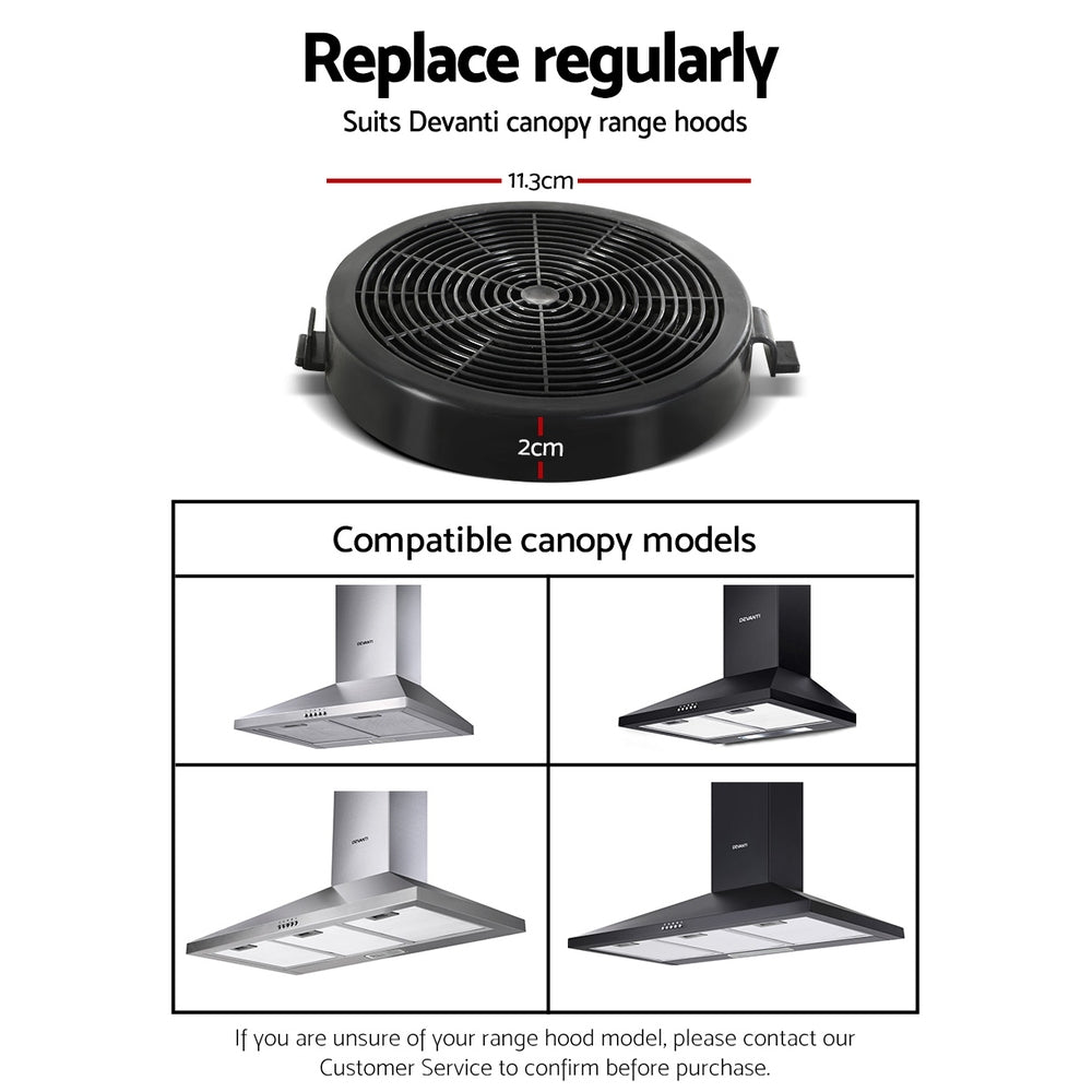 Devanti 11cm Range Hood Carbon Charcoal Filters Replacement Black X2