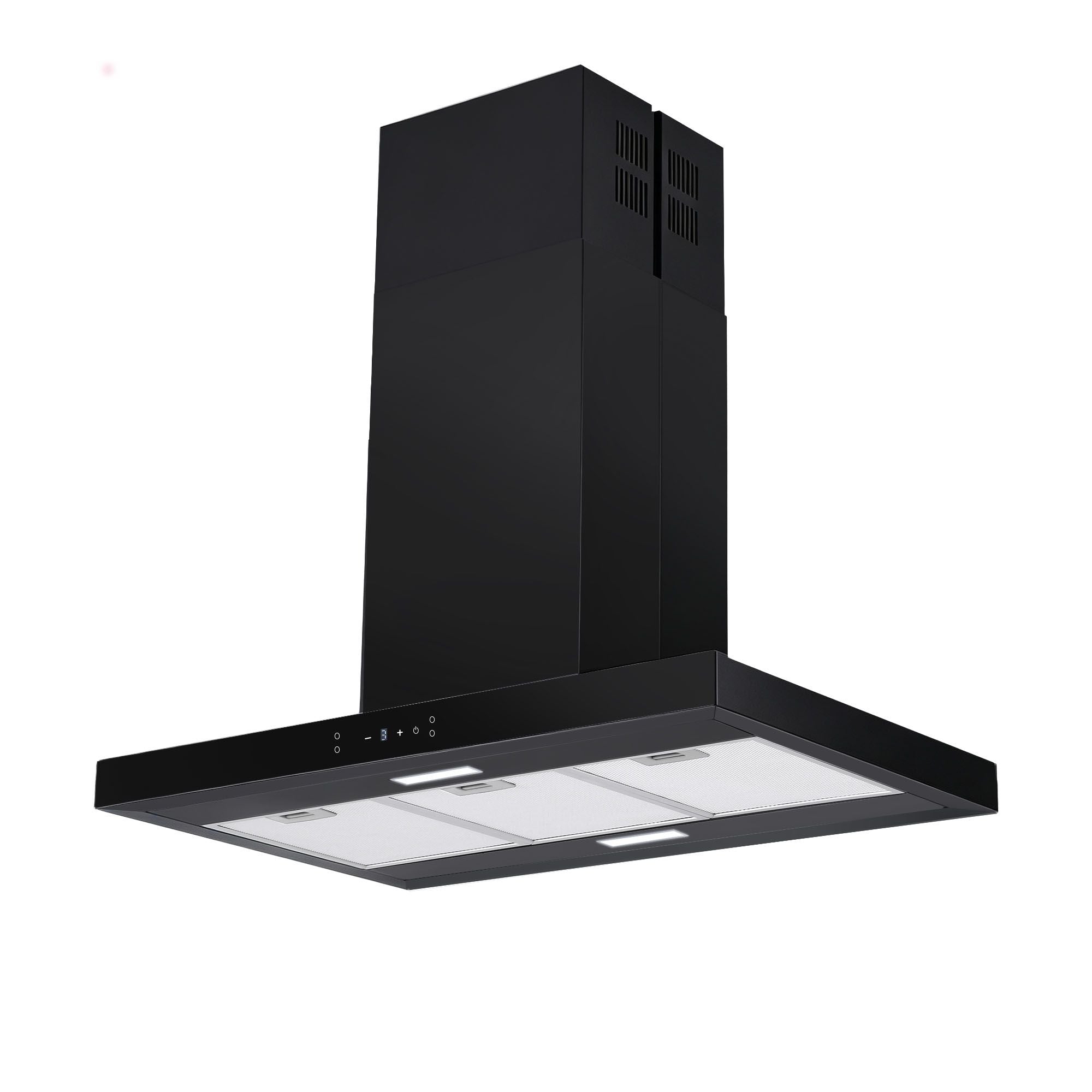 Devanti 90cm Island Rangehood Ceiling-Mounted 3-Speed Touch Control LED Black