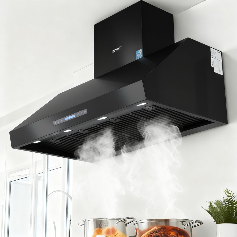 Devanti 1200mm BBQ Range Hood with Remote Control Black