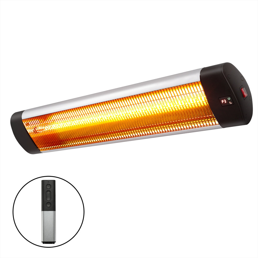 Devanti 3000W Radiant Electric Strip Heater Indoor Outdoor Black Silver