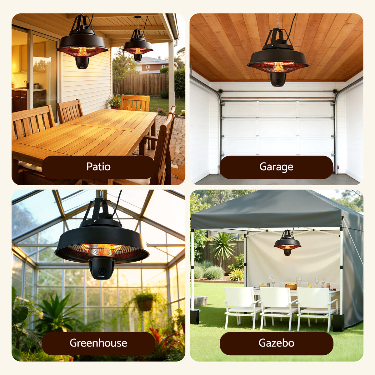 Devanti 2000W Electric Patio Heater Ceiling Mounted Hanging Heaters Remote