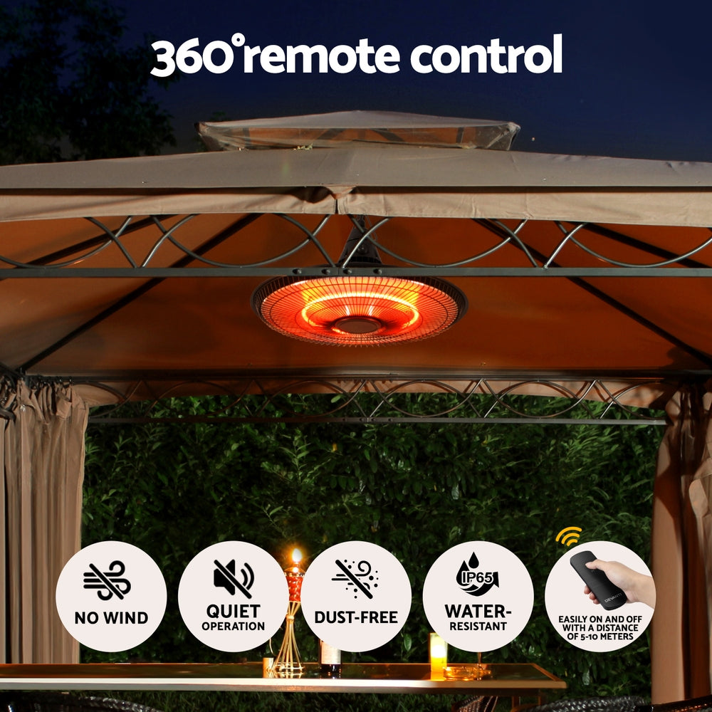 Devanti 1500W Hanging Infrared Patio Heater Black IP65