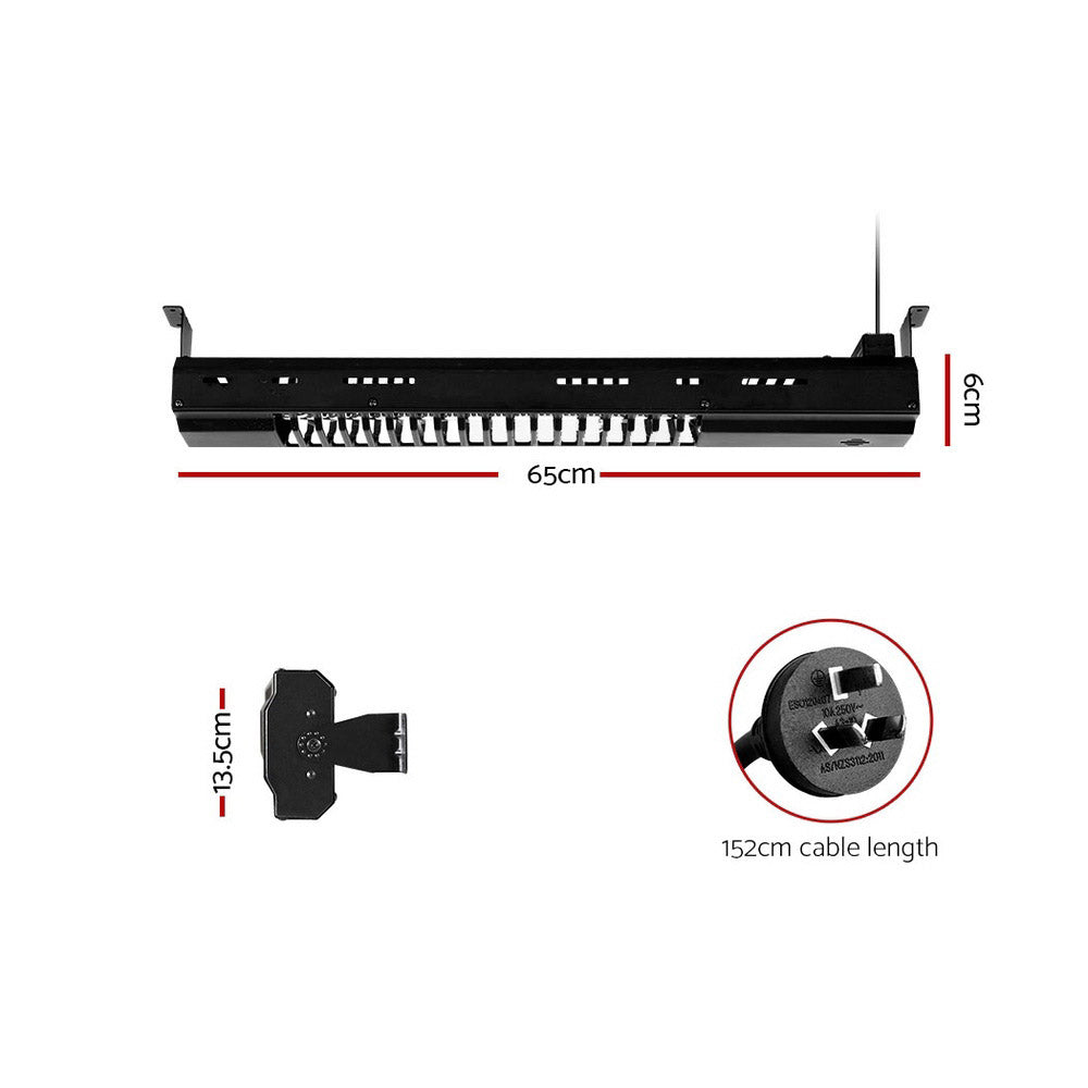 Devanti 2000W Infrared Heater Black Wall/Ceiling Mount Indoor/Outdoor