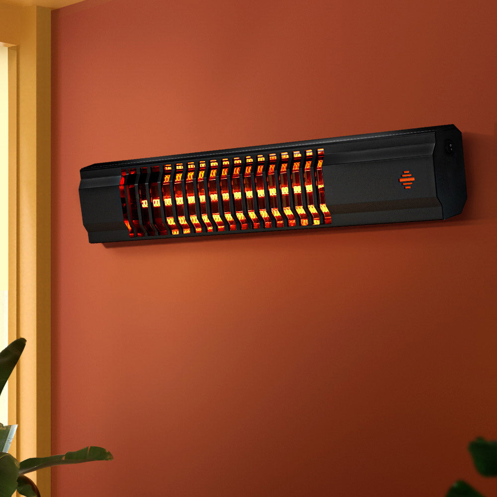 Devanti 2000W Infrared Heater Black Wall/Ceiling Mount Indoor/Outdoor