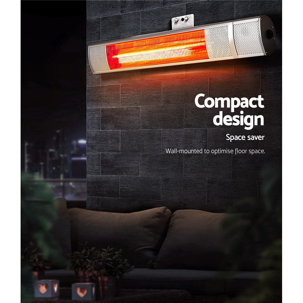Devanti 2000W Infrared Radiant Heater Indoor Outdoor Silver