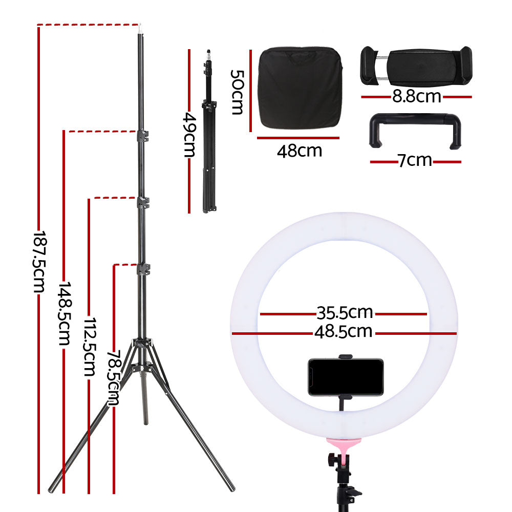 Embellir 19" LED Ring Light Tripod Stand Pink