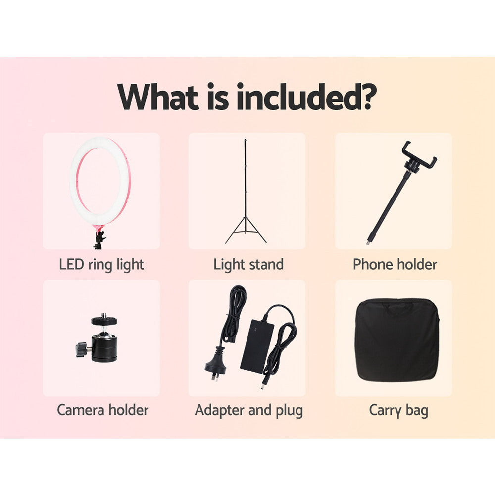Embellir 19" LED Ring Light Tripod Stand Pink