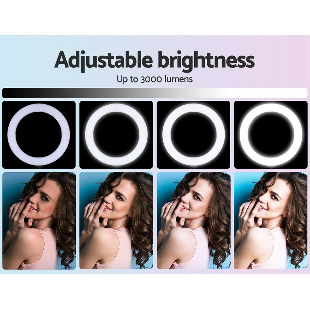 Embellir 14" LED Ring Light Tripod Stand Adjustable Brightness & Colour Temperature