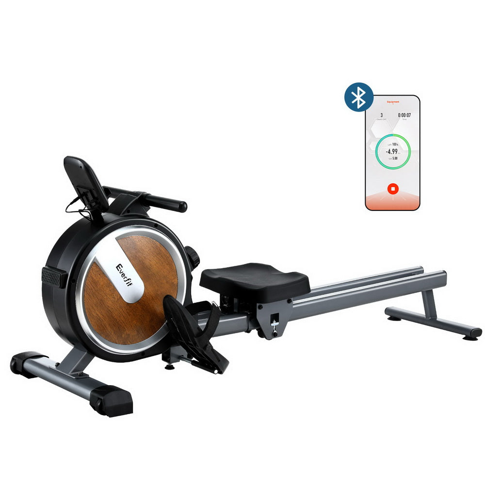 Everfit Magnetic Rowing Machine 16 Level Walnut