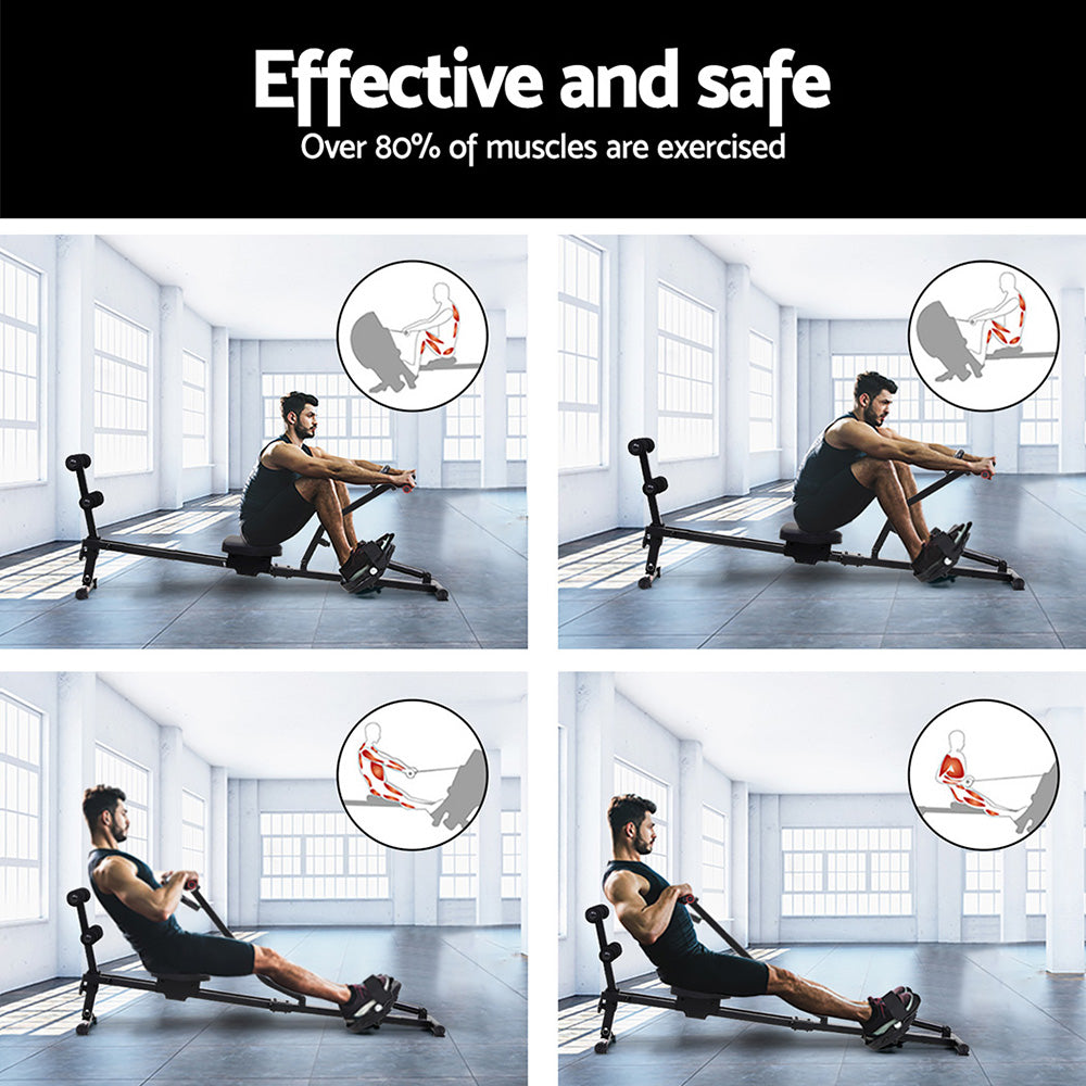 Everfit Hydraulic Rowing Machine 12-Level Resistance Foldable Fitness Equipment