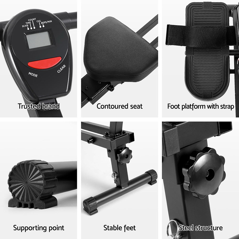 Everfit Hydraulic Rowing Machine 12-Level Resistance Fitness Gym Cardio