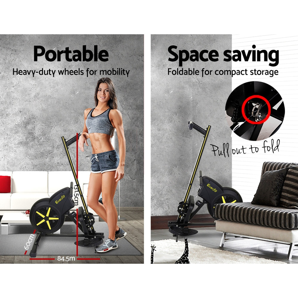 Everfit Air Rower Exercise Machine 8-Level Black