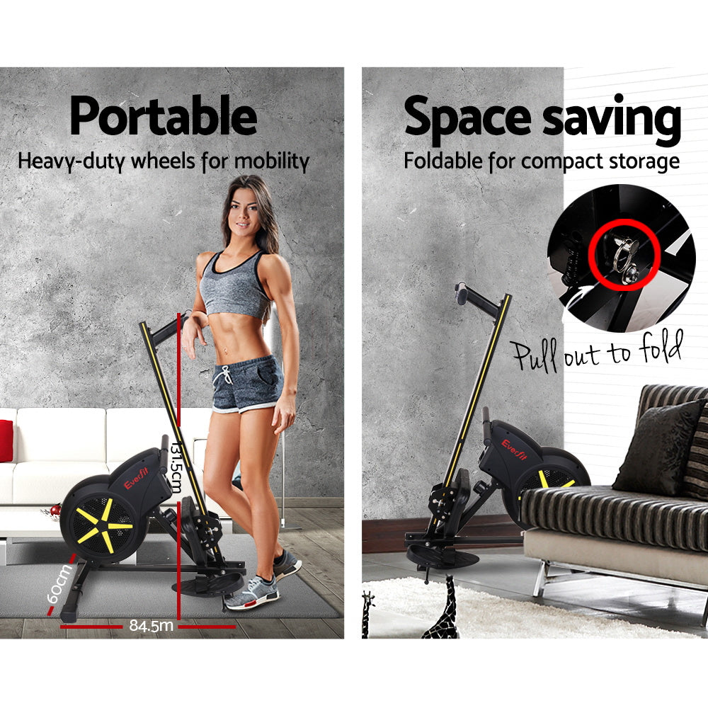 Everfit Air Rower Exercise Machine 8-Level Black