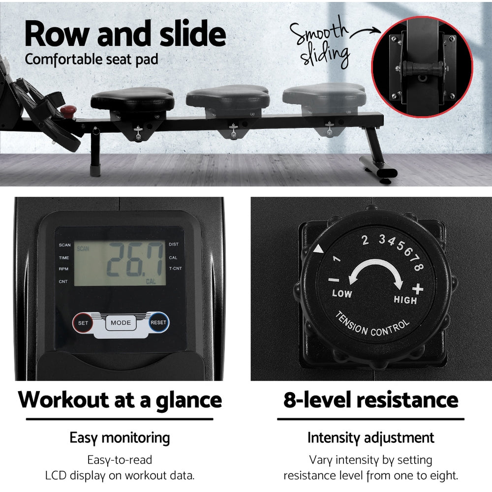 Everfit Magnetic Rowing Machine 8-Level Resistance Home Gym
