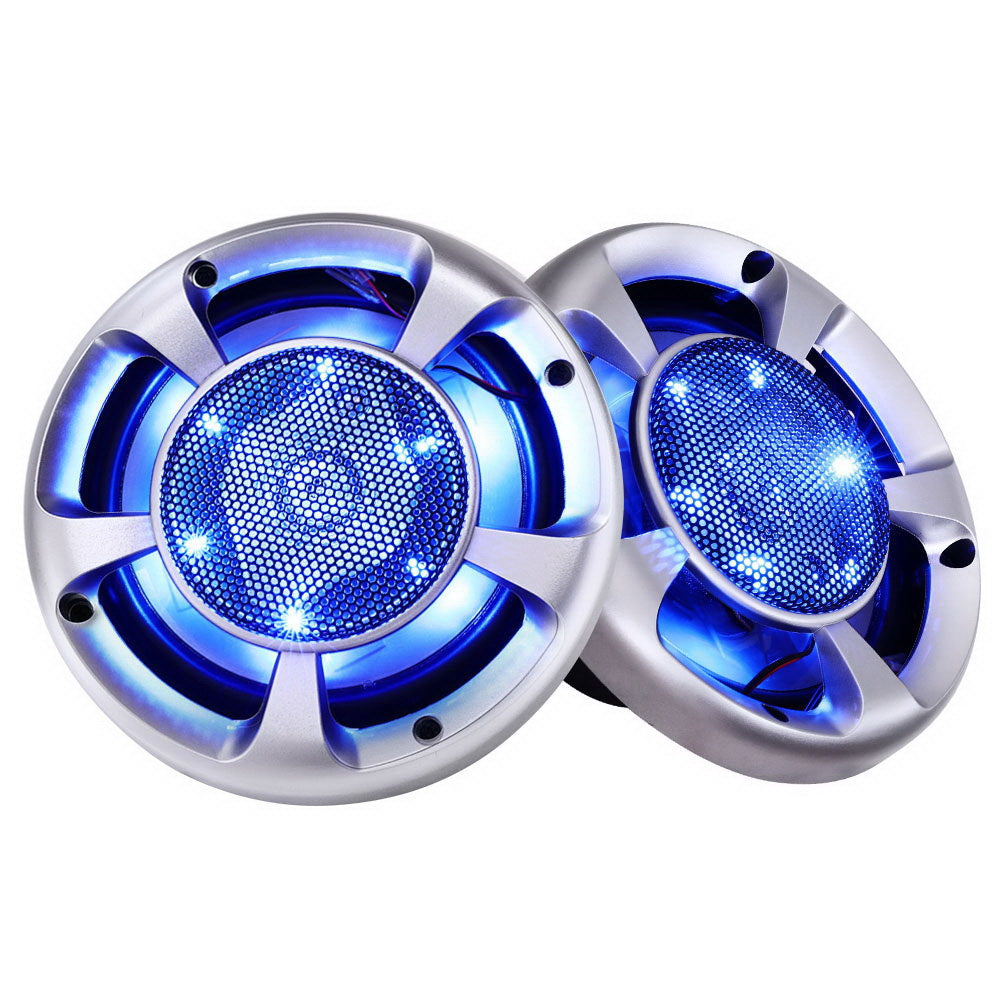 Giantz 6.5" LED Car Speakers Set White 3-Way Audio