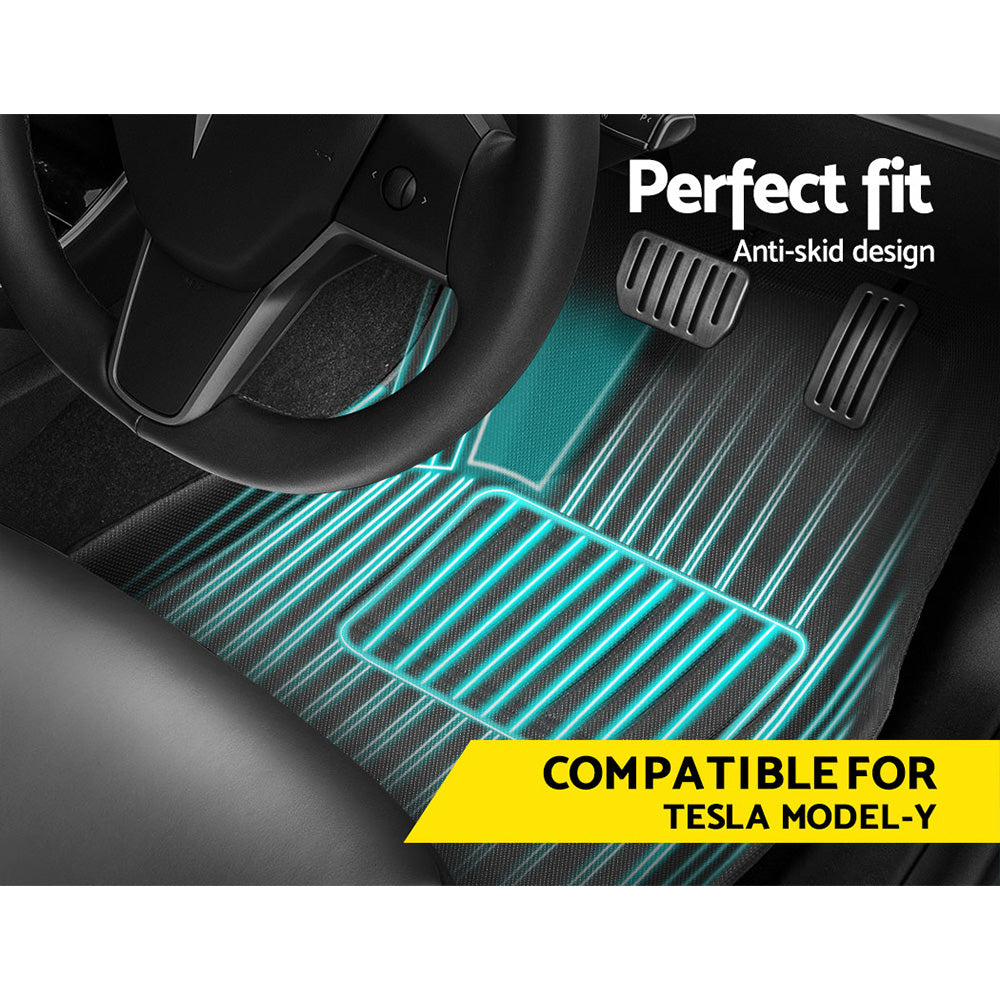 Weisshorn Tesla Model Y Rubber Floor Mats Set RHD 2021-2024 Black