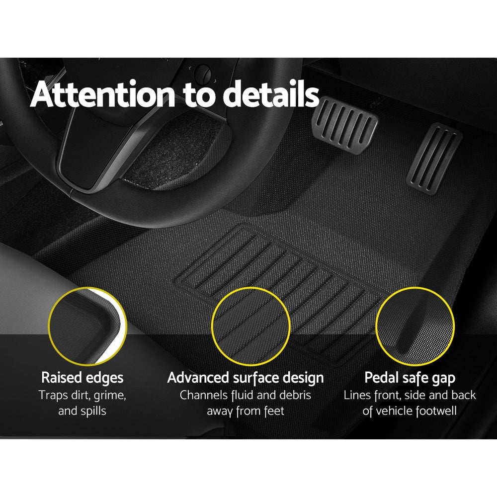 Weisshorn Tesla Model Y Rubber Floor Mats Set RHD 2021-2024 Black