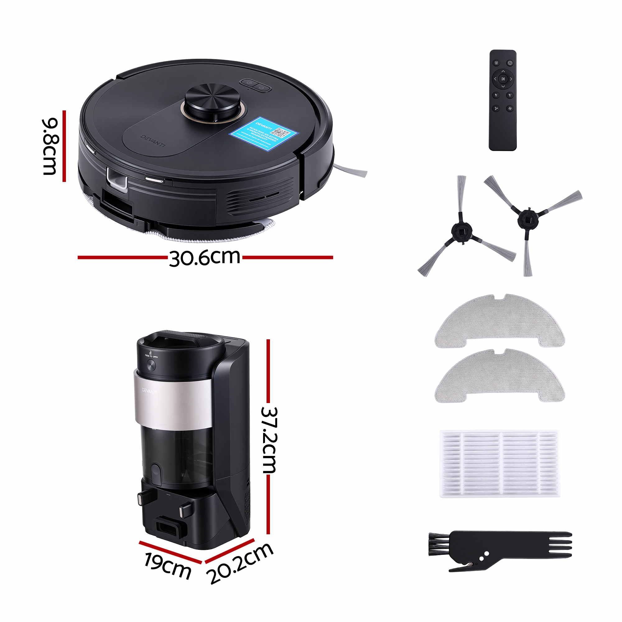 DEVANTI Robot Vacuum and Mop, Self-Empty APP Control 6000Pa LDS Laser 3in1