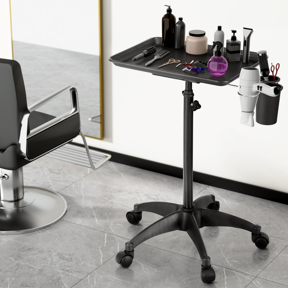 Embellir Salon Trolley 5-Wheel Adjustable Black Hairdressing Cart