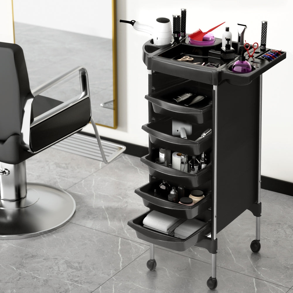 Embellir 6-Tier Salon Trolley Cart Hairdressing Storage Black