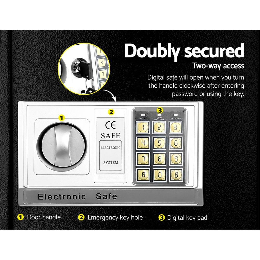 UL-TECH 8.5L Security Safe Box Digital Keypad Black