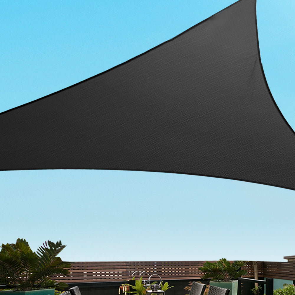 Instahut Triangle Shade Sail 5x5x5m 280GSM Black UV-Resistant