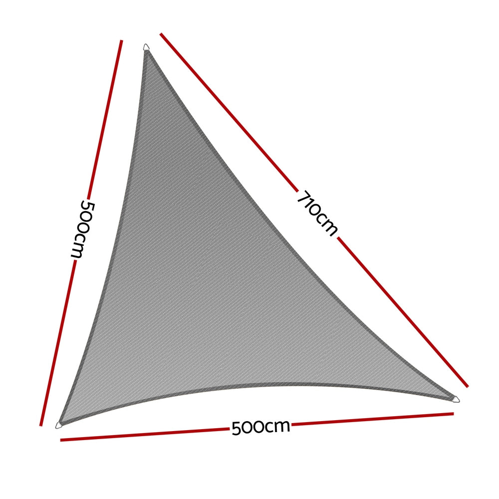 Instahut 5x5x7.1m Triangle Shade Sail 280gsm Grey