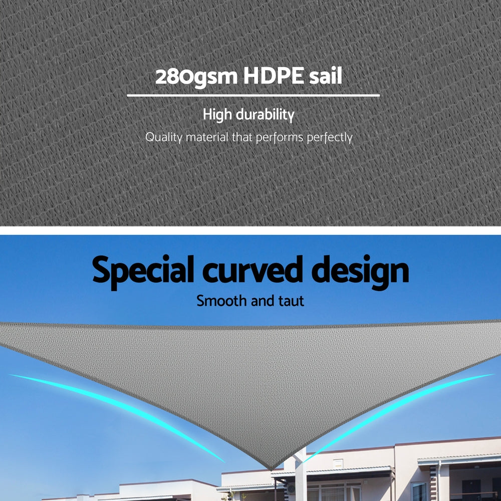 Instahut 5x5x7.1m Triangle Shade Sail 280gsm Grey