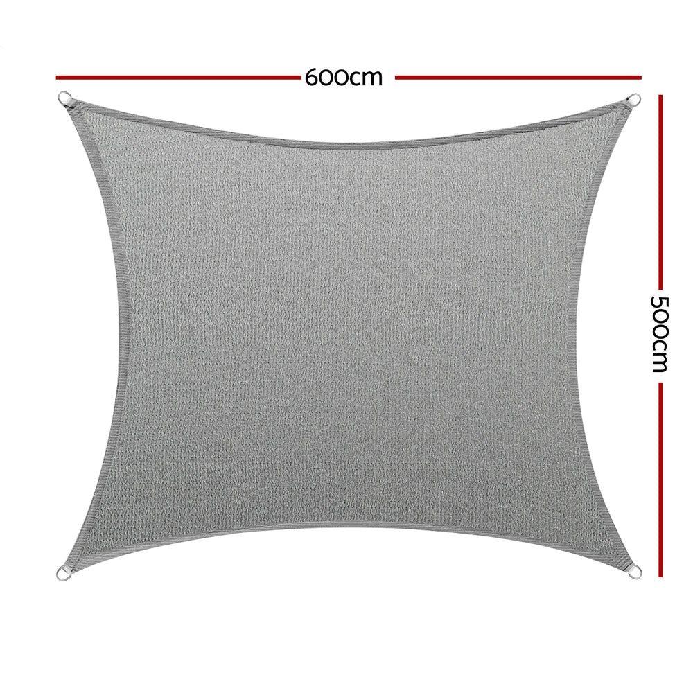 Instahut 5x6m Rectangle Shade Sail Canopy Grey