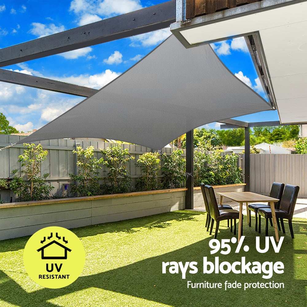 Instahut 5x6m Rectangle Shade Sail Canopy Grey