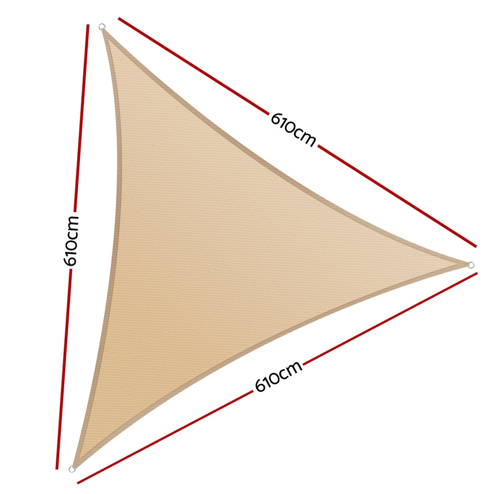 Instahut Triangle Shade Sail 6.1M Sun Canopy Sand Beige