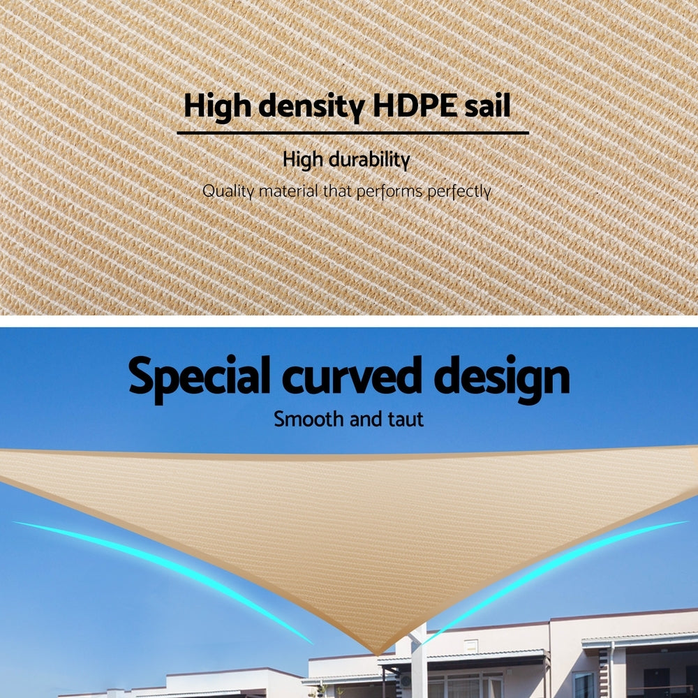 Instahut Triangle Shade Sail 6.1M Sun Canopy Sand Beige