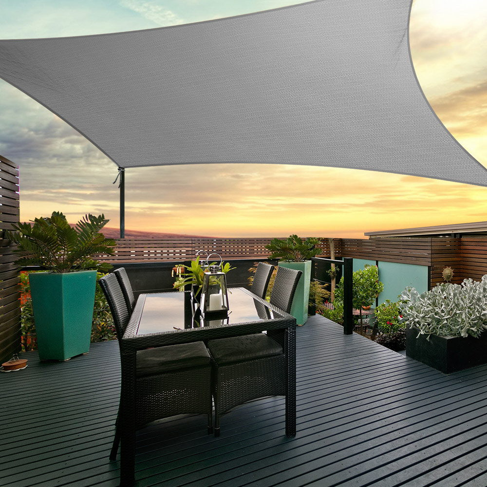 Instahut 3x5m Rectangle Shade Sail 280GSM 98% UV Block Grey
