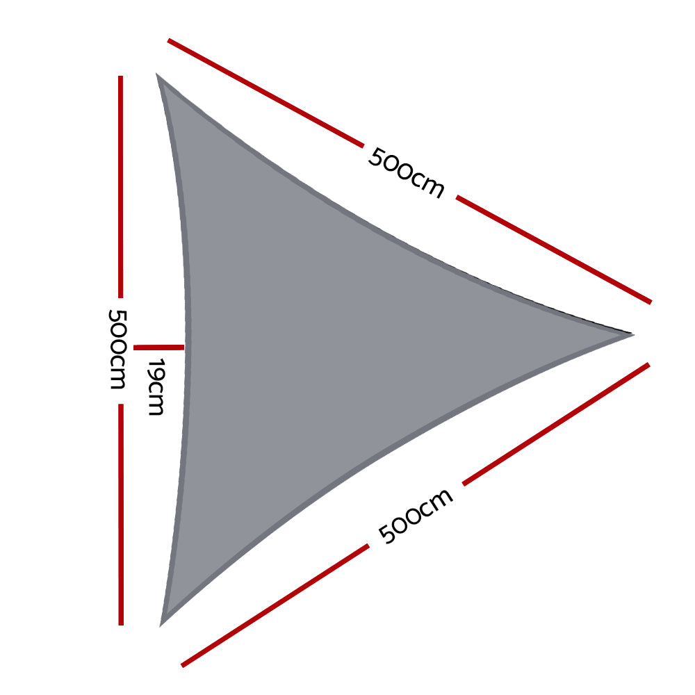 Instahut 5x5x5m Triangle Shade Sail 280GSM 98% UV Block Grey