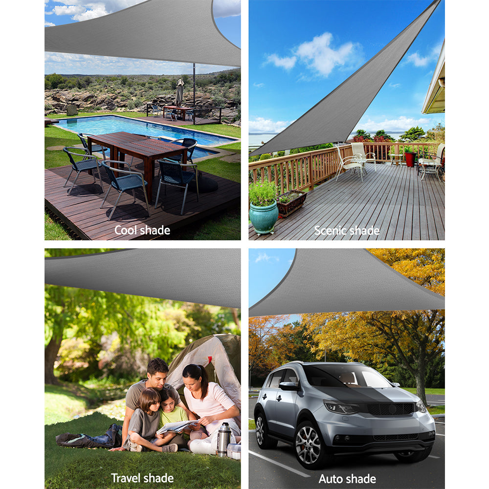 Instahut 5x5x5m Triangle Shade Sail 280GSM 98% UV Block Grey