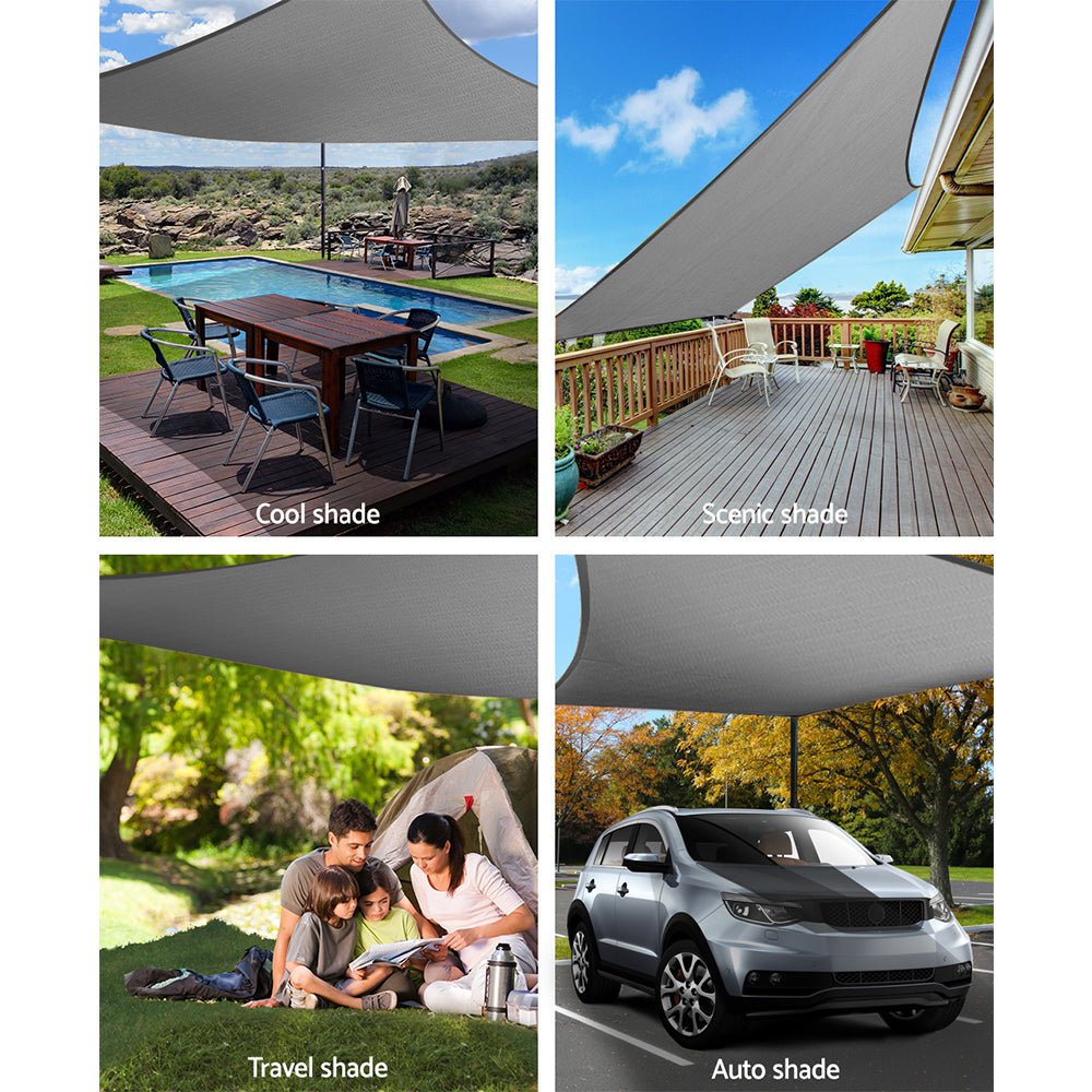 Instahut 5x6m Rectangle Shade Sail 280GSM 98% UV Block Grey