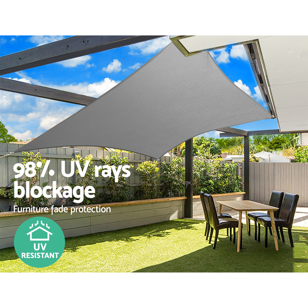 Instahut 5x6m Rectangle Shade Sail 280GSM 98% UV Block Grey