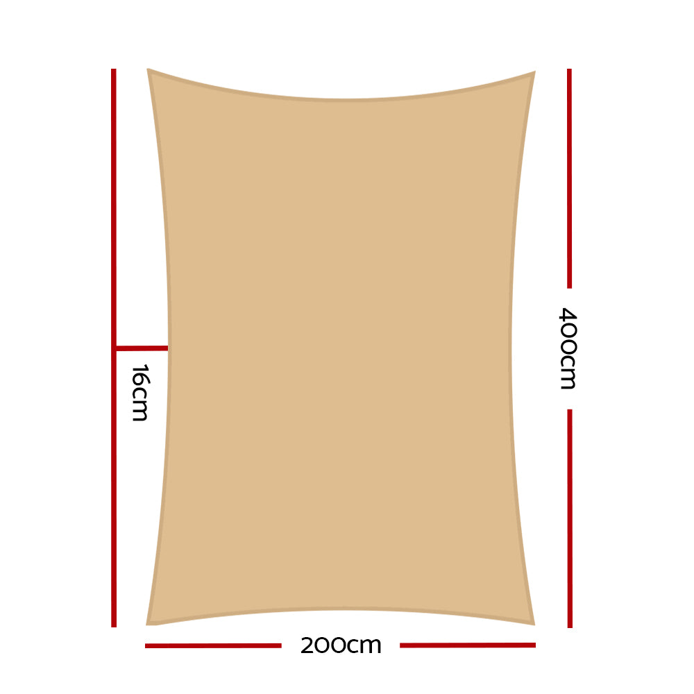 Instahut 2x4m Rectangle Shade Sail 185GSM Sand Beige