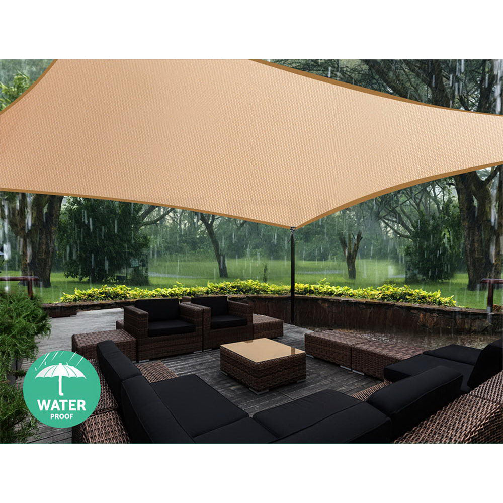 Instahut 3x6m Rectangle Shade Sail Waterproof Sand 95% UV Block