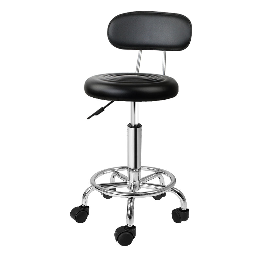 Artiss Swivel Salon Stool Chair Black PU Leather