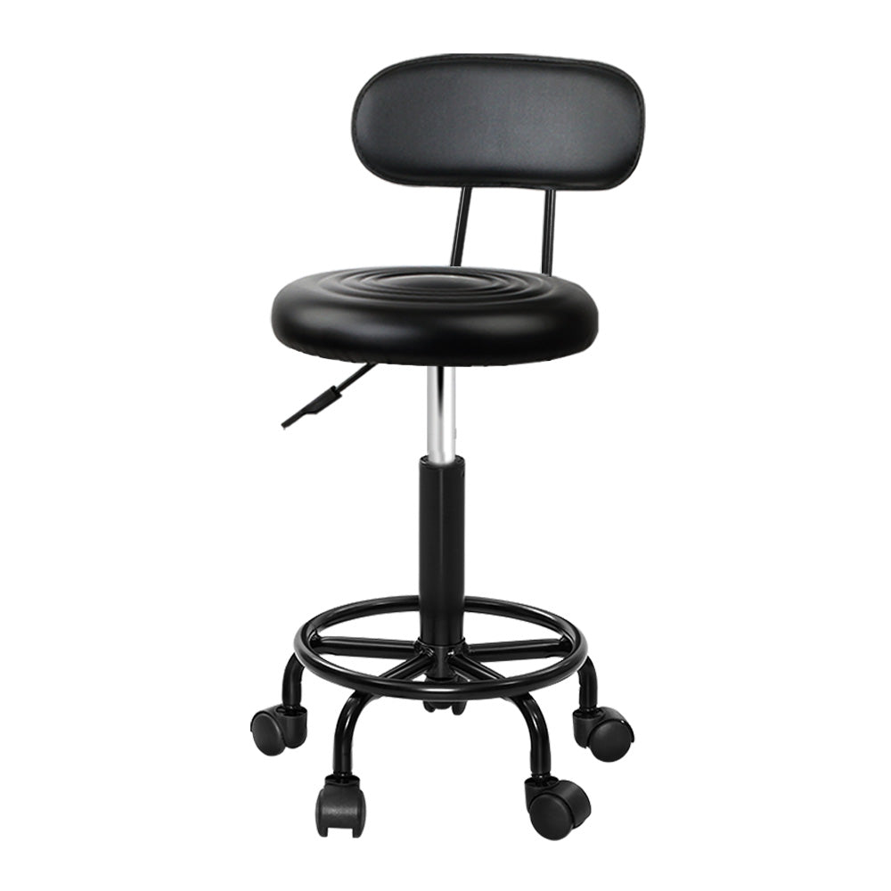 Artiss Swivel Salon Stool Chair Black PU Leather