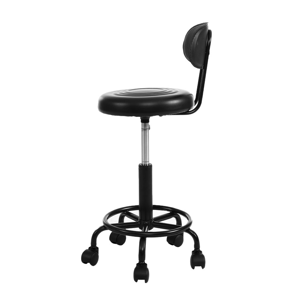 Artiss Salon Swivel Stool Set 2 Black PU Leather Adjustable