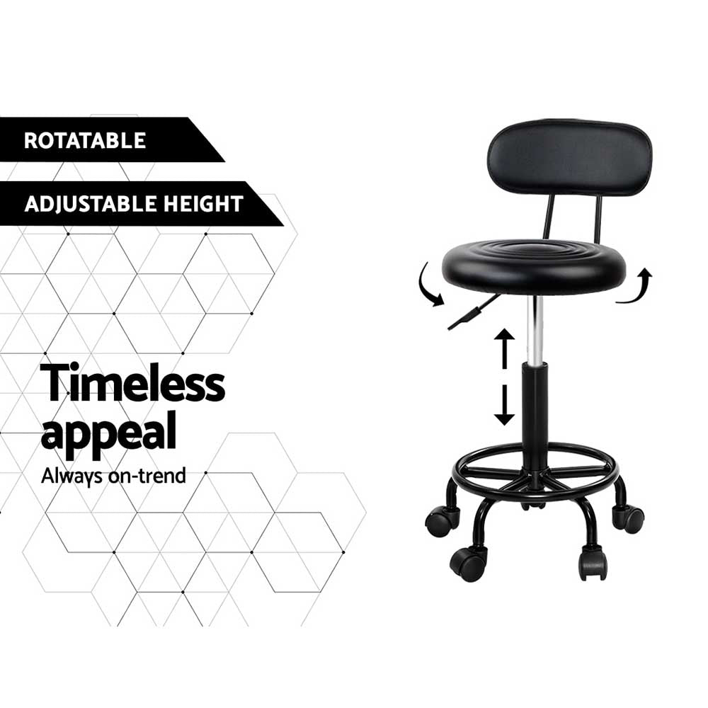 Artiss Salon Swivel Stool Set 2 Black PU Leather Adjustable