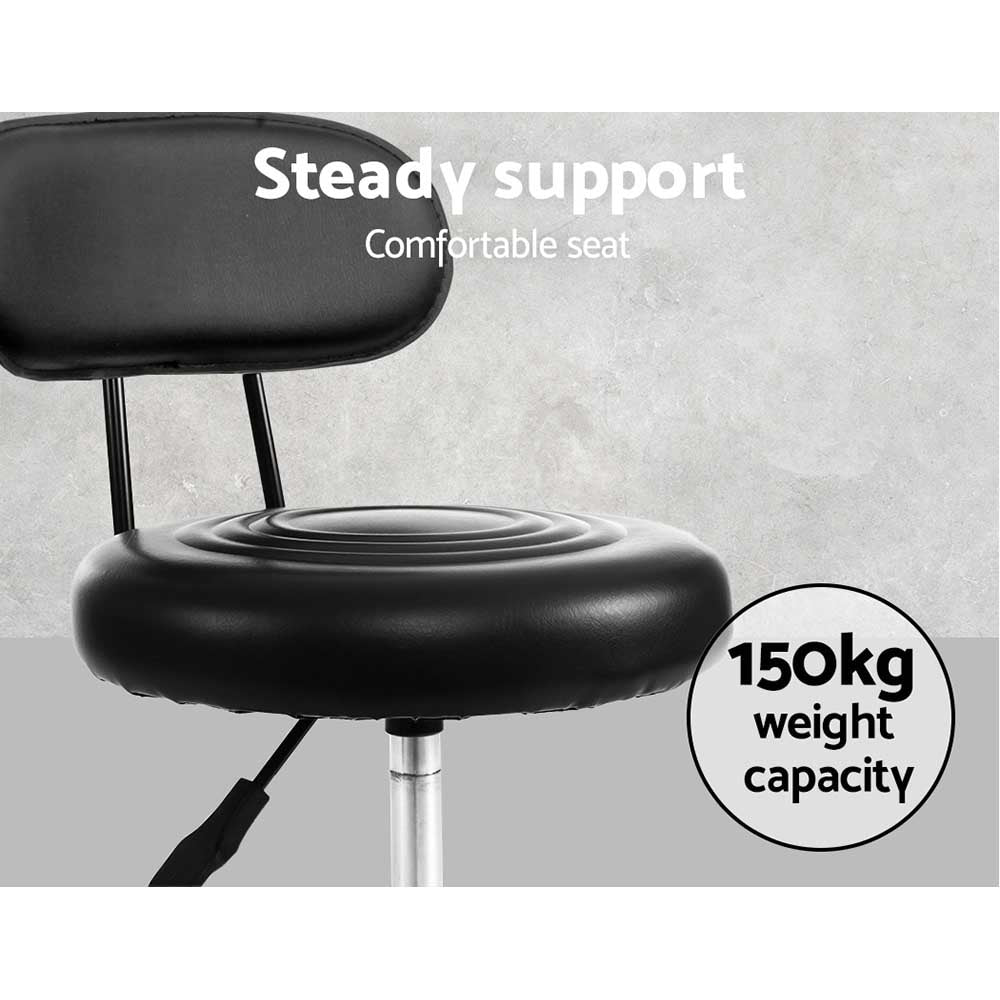 Artiss Salon Swivel Stool Set 2 Black PU Leather Adjustable