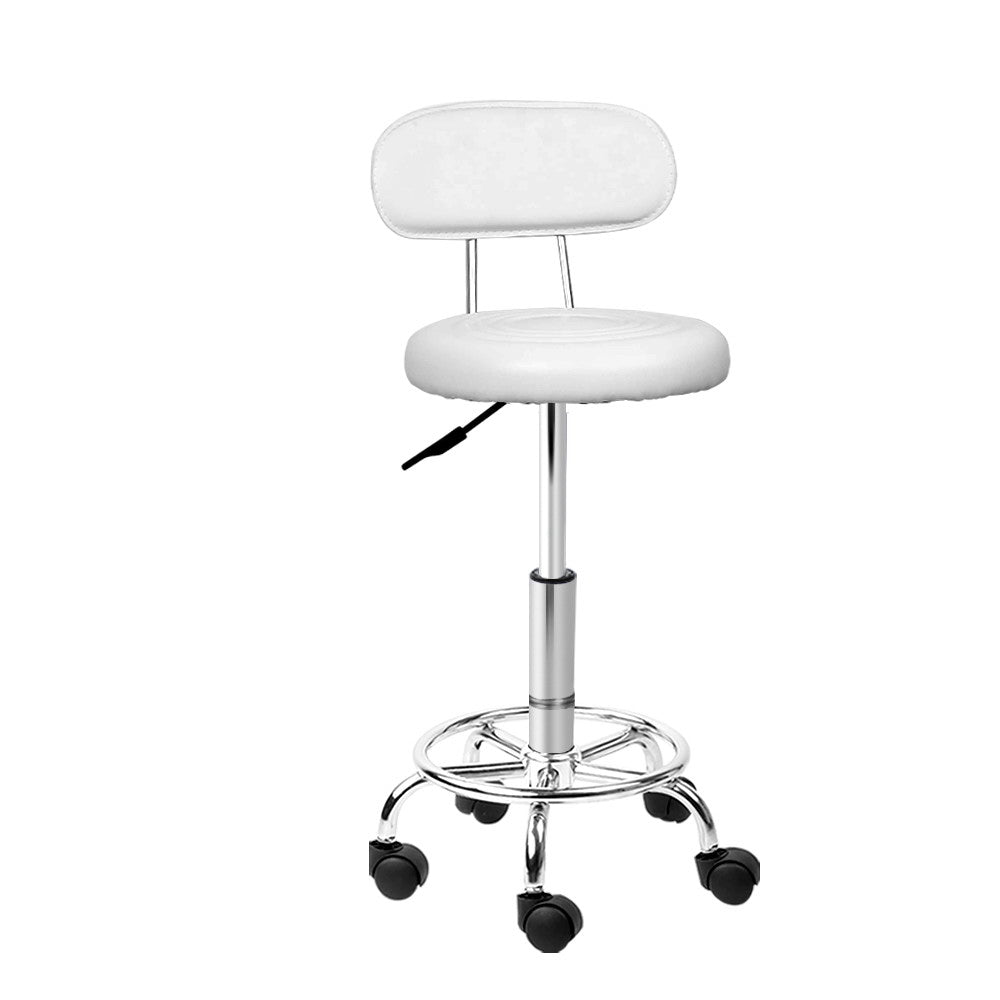 Artiss Swivel Salon Stool Chair with Backrest White
