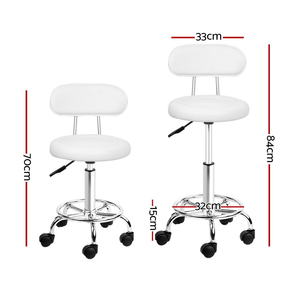 Artiss Swivel Salon Stool Chair with Backrest White
