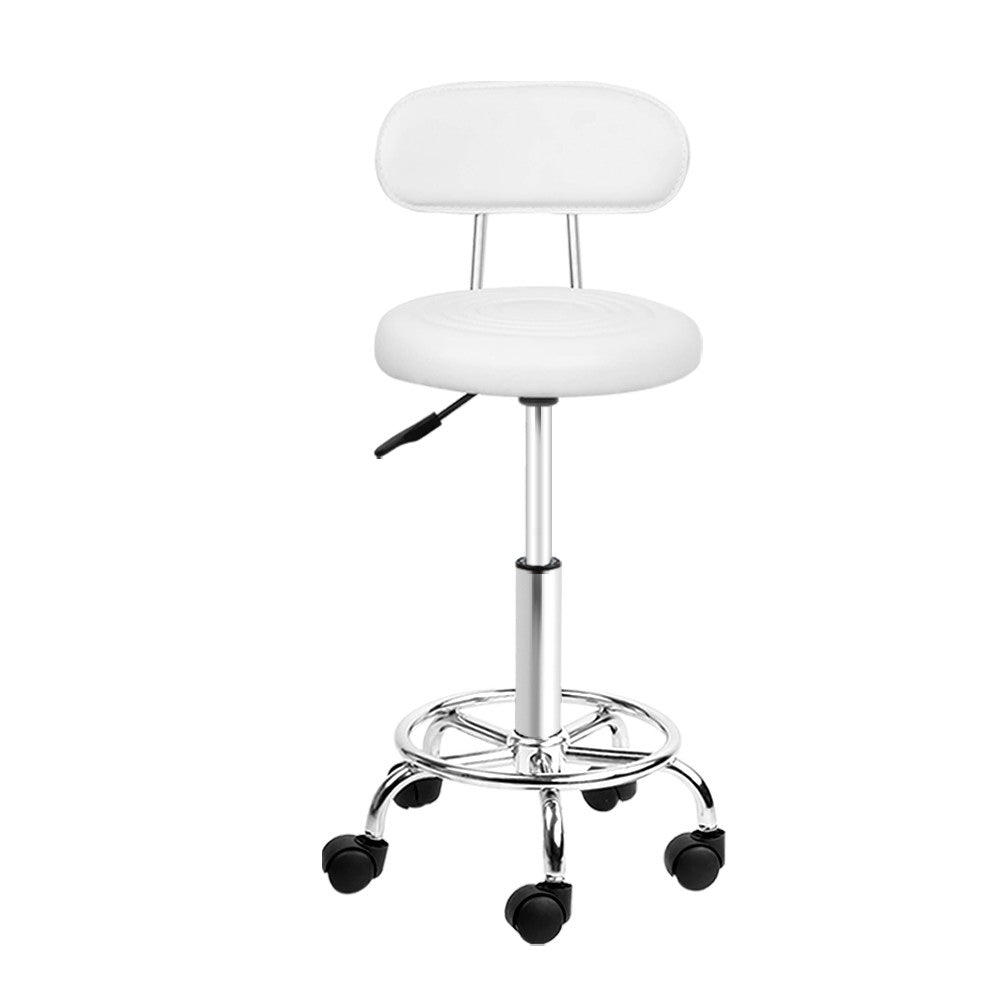 Artiss Swivel Salon Stool Chair with Backrest White