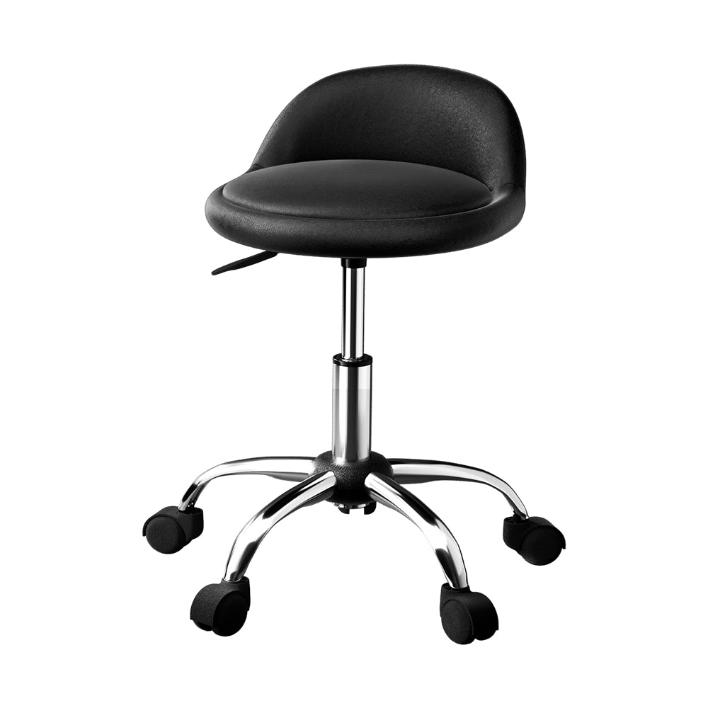 Artiss Swivel Salon Stool Chair Black PVC Leather Adjustable