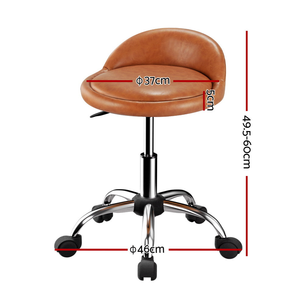 Artiss Swivel Salon Stool Brown PVC Leather Adjustable
